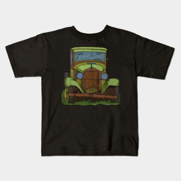 Vintage Car Kids T-Shirt by Muga Design